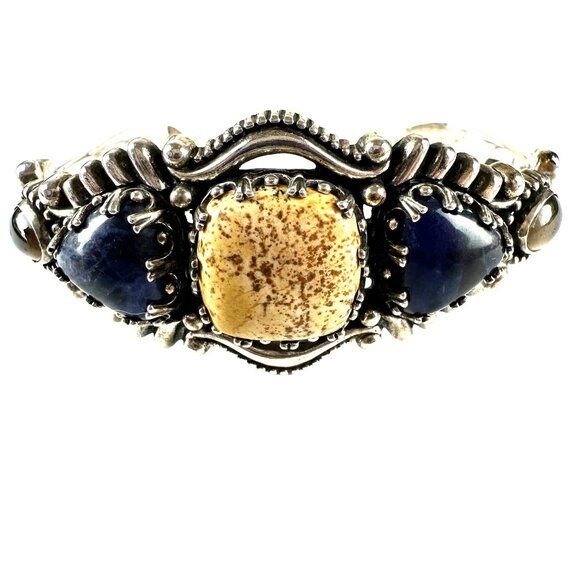 Carolyn Pollack Jewelry - Carolyn Pollack Sterling Silver Cuff Bracelet Jasper & Lapis Lazuli